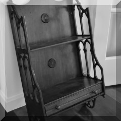 D45. Fret carved wall shelf with drawer. 32”h x 16”w x 8”d - $